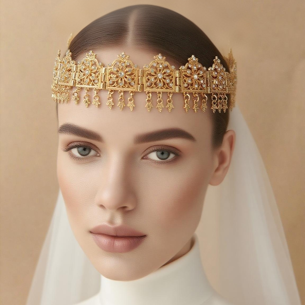 Ethnic Chic Fashion - سلسلة شعر مغربية أنيقة مطلية بالذهب