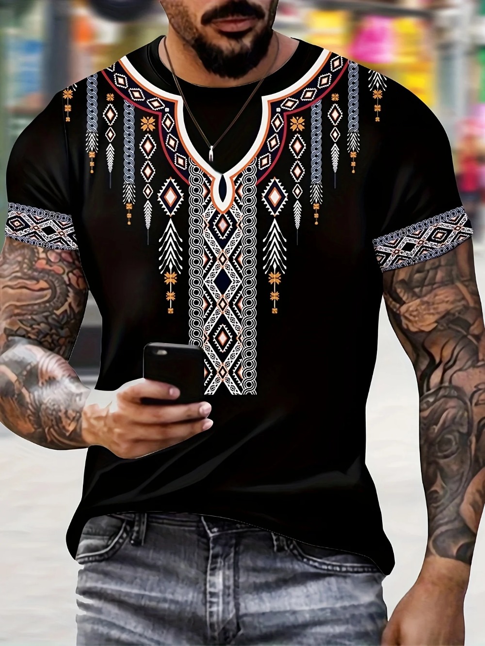 تي شيرت رجالي بنمط عرقي إبداعي - مراجعة Ethnic Fashion Clothing وسعره