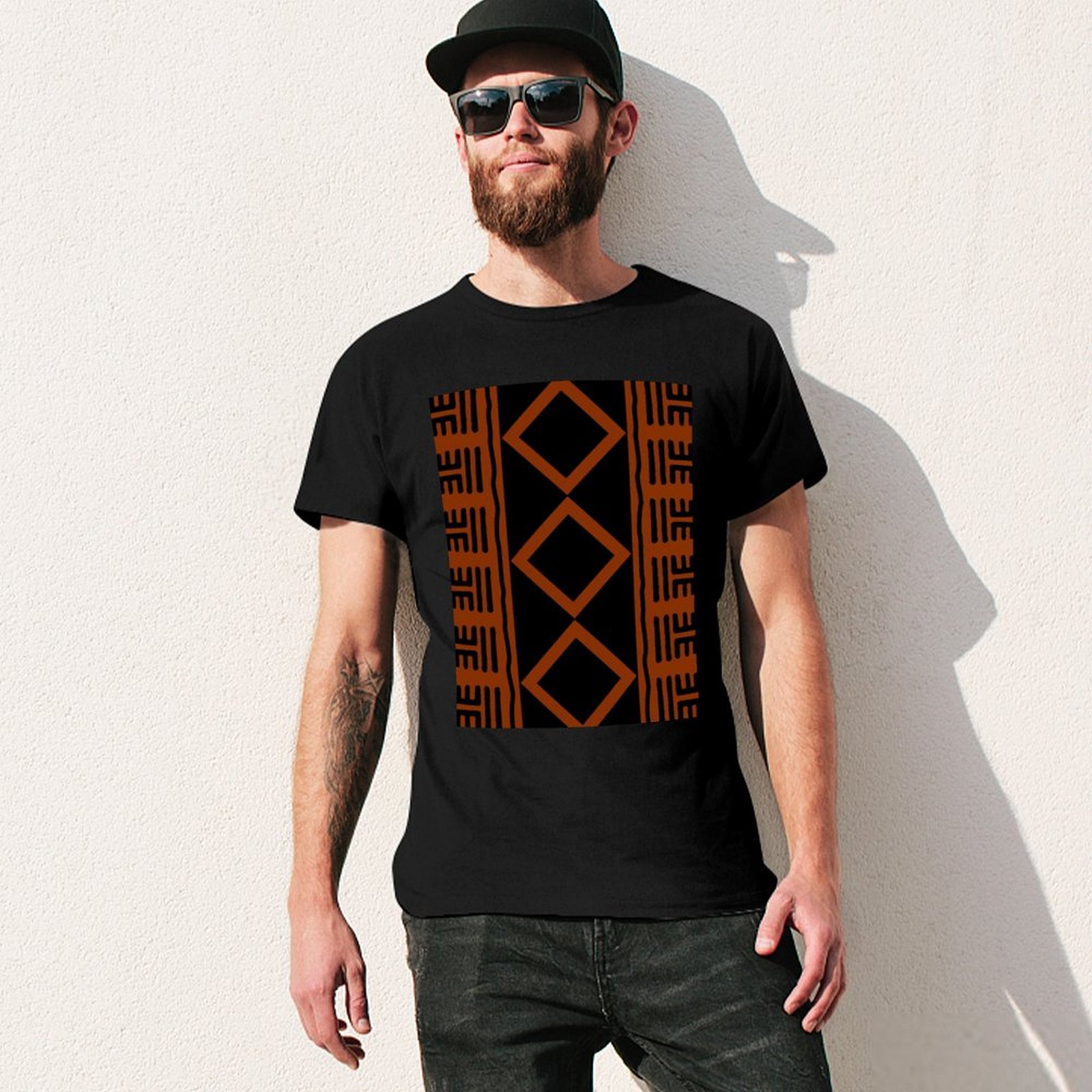 قميص تي شيرت أفريقي بلون الصدأ - مراجعة Mudcloth Print Top وسعره