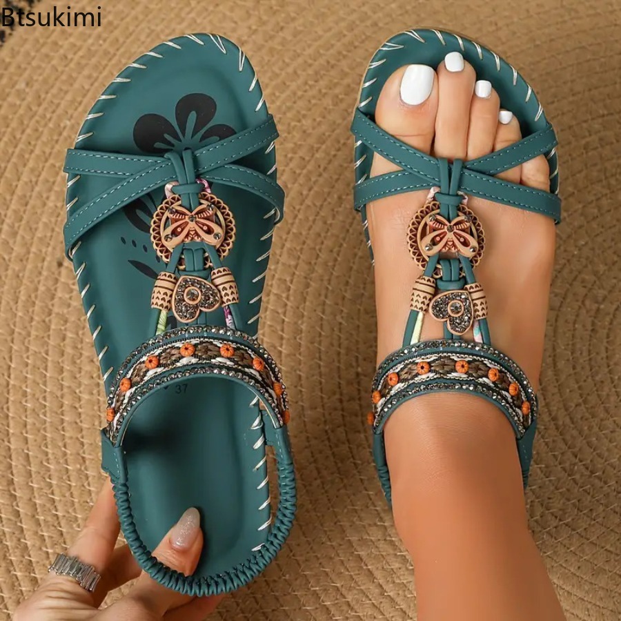 صنادل نسائية بوهيمية للشاطئ وا - مراجعة Ethnic Fashion For Ladies وسعره
